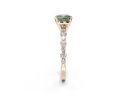 Cushion Cut Pavé Solitaire Engagement Ring Setting for a Fancy Green Lab-Grown Diamond | Alternating Accents | Rose Gold