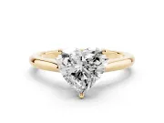 Heart Cut Diamond Solitaire Ring Set in Yellow gold with Cathedral Band and Prong Setting