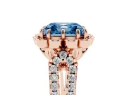 Asscher Cut Floral Halo Engagement Ring Setting for a Fancy Blue Lab-Grown Diamond | Pavé Split Shank | Rose Gold