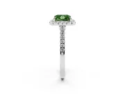 Princess Cut Halo Engagement Ring Setting for a Fancy Green Lab-Grown Diamond | Pave Shoulders | Platinum