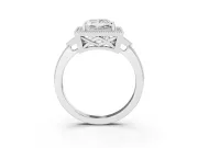 Princess Cut Diamond Halo Engagement Ring Set in Platinum with Milgrain Pavé Band
