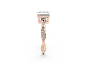 Asscher Cut Diamond Solitaire Twisted Pavé Ring Set in Rose gold with Prong Setting