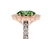 Oval Vintage Milgrain Floral Halo Engagement Ring Setting for a Fancy Green Lab-Grown Diamond | Pavé Band | Rose Gold