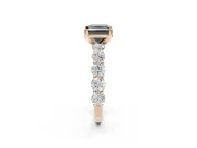 Princess Cut Side Stone Engagement Ring Setting for a Black Center | Rose Gold