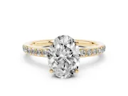 Oval Hidden Halo Pavé Engagement Ring Setting | Micro Pavé Band | Yellow Gold