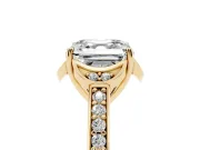 Asscher Cut Floral Pavé Engagement Ring Setting | Petal Accents | Yellow Gold