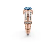 Round Vintage Milgrain Engagement Ring Setting for a Fancy Blue Lab-Grown Diamond | Hidden Halo | Rose Gold