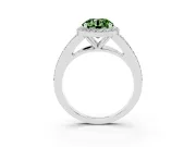 Round Halo Engagement Ring Setting for a Fancy Green Lab-Grown Diamond | Pave Split Shank | Platinum