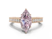 Marquise Vintage Engraved Pavé Engagement Ring Setting for a Fancy Pink Lab-Grown Diamond | Milgrain Edges | Rose Gold