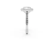 Radiant Cut Diamond Milgrain Floral Halo Engagement Ring Set in Platinum with Pavé Band