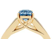 Emerald Cut Channel-Set Engagement Ring Setting for a Fancy Blue Lab-Grown Diamond | Yellow Gold