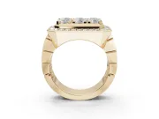Round Lab-Grown Diamond Men's Cluster Ring | Octagonal Top | Yellow Gold