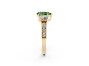 Pear-Shaped Three Stone Engagement Ring Setting for a Fancy Green Lab-Grown Diamond | Graduated Pave Band | Yellow Gold