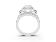 Oval Halo Split Shank Engagement Ring Setting | Round Side Stones | Platinum