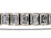 Emerald Cut Lab-Grown Diamond Prong Set Tennis Bracelet | Corner Prongs | Yellow Gold