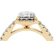 Radiant Cut Halo Pavé Engagement Ring Setting | Single Row Shoulders | Yellow Gold