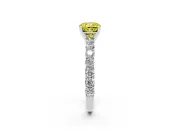 Cushion Cut Shared Prong Engagement Ring Setting for a Fancy Yellow Lab-Grown Diamond | White Gold