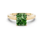 Radiant Cut Solitaire Engagement Ring Setting for a Fancy Green Lab-Grown Diamond | Stepped Flat Band | Yellow Gold