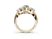 Marquise Three Stone Engagement Ring Setting for a Fancy Green Lab-Grown Diamond | Tapered Pave Band | Yellow Gold
