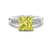 Princess Cut Five Stone Engagement Ring Setting for a Fancy Yellow Lab-Grown Diamond | Platinum