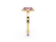 Fancy Pink Oval Cut Diamond Halo Ring Set in Yellow gold with Solitaire Band and Prong Setting