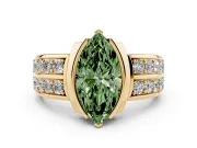 Marquise Half Bezel Engagement Ring Setting for a Fancy Green Lab-Grown Diamond | Double Row Channel Band | Yellow Gold