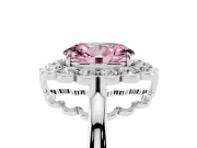 Oval Scalloped Cluster Halo Engagement Ring Setting for a Fancy Pink Lab-Grown Diamond | Plain Band | Platinum