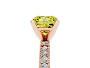 Fancy Yellow Princess Cut Diamond Solitaire Ring Set in Rose gold with Slim Pavé Band and Prong Setting