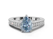Pear-Shaped Vintage Engagement Ring Setting for a Fancy Blue Lab-Grown Diamond | White Gold - Design NV-24644