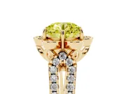 Round Floral Halo Engagement Ring Setting for a Fancy Yellow Lab-Grown Diamond | Pavé Split Shank | Yellow Gold