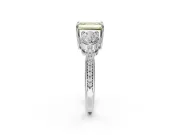 Emerald Cut Three Stone Engagement Ring Setting for a Fancy Yellow Lab-Grown Diamond | Tapered Pave Band | White Gold