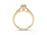 Fancy Pink Pear Cut Diamond Solitaire Ring Set in Yellow gold with Cathedral Band and Prong Setting