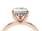 Princess Cut Hidden Halo Solitaire Engagement Ring Setting | Thin Wire Band | Rose Gold