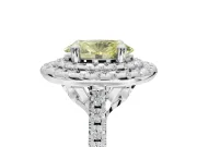 Canary Yellow Oval Lab-Grown Diamond Double Halo Statement Ring Set in Sterling Silver with Pavé Band