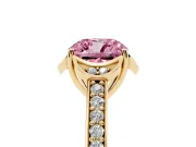 Cushion Cut Floral Pavé Engagement Ring Setting for a Fancy Pink Lab-Grown Diamond | Yellow Gold