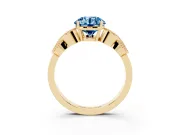 Round Vintage Engagement Ring Setting for a Fancy Blue Lab-Grown Diamond | Yellow Gold