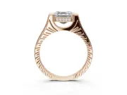 Asscher Cut Vintage Cathedral Engagement Ring Setting | Carved Band | Rose Gold