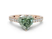Heart-Shaped Pavé Solitaire Engagement Ring Setting for a Fancy Green Lab-Grown Diamond | Crossover Gallery | Rose Gold