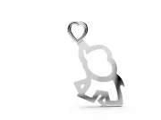 Elephant Pendant Necklace | Open Heart Bail | White Gold
