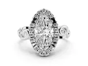 Marquise Vintage Filigree Halo Engagement Ring Setting | Scroll Shoulders | Platinum