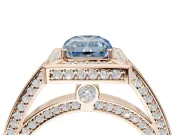 Radiant Cut Sectioned Halo Engagement Ring Setting for a Fancy Blue Lab-Grown Diamond | Rose Gold