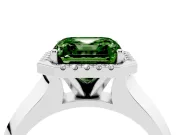 Fancy Green Asscher Cut Diamond Halo Ring Set in White gold with Cathedral Band and Prong Setting
