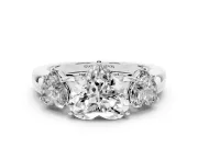 Heart Cut Diamond Three-Stone Ring Set in Silver with Bold Center and Classic Band