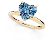 Heart-Shaped Hidden Halo Ring Setting for a Fancy Blue Lab-Grown Diamond | Yellow Gold