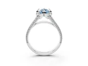 Marquise Hidden Halo Engagement Ring Setting for a Fancy Blue Lab-Grown Diamond | Triple Row Pavé Band | Platinum