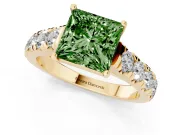 Princess Cut Engagement Ring Setting for a Fancy Green Lab-Grown Diamond | Yellow Gold - Design NV-24643