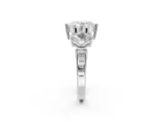 Oval Three Stone Engagement Ring Setting | On-Point Princess Side Stones | White Gold