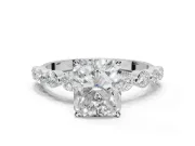 Radiant Cut Graduated Side Stone Engagement Ring Setting | Individually Seated | Sterling Silver