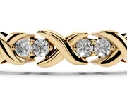 Round Lab-Grown Diamond X-Link Tennis Bracelet | Two-Stone Prong Settings | Yellow Gold