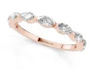 Marquise Lab-Grown Diamond Bar Set Half Eternity Wedding Band | Open Sides | Rose Gold